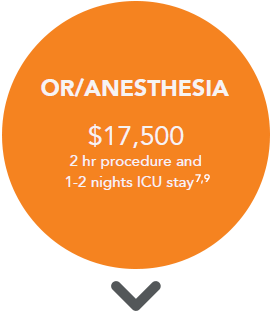 Operating Room and Anesthesia - $17,500, 2 hour procedure and 1-2 nights ICU stay.